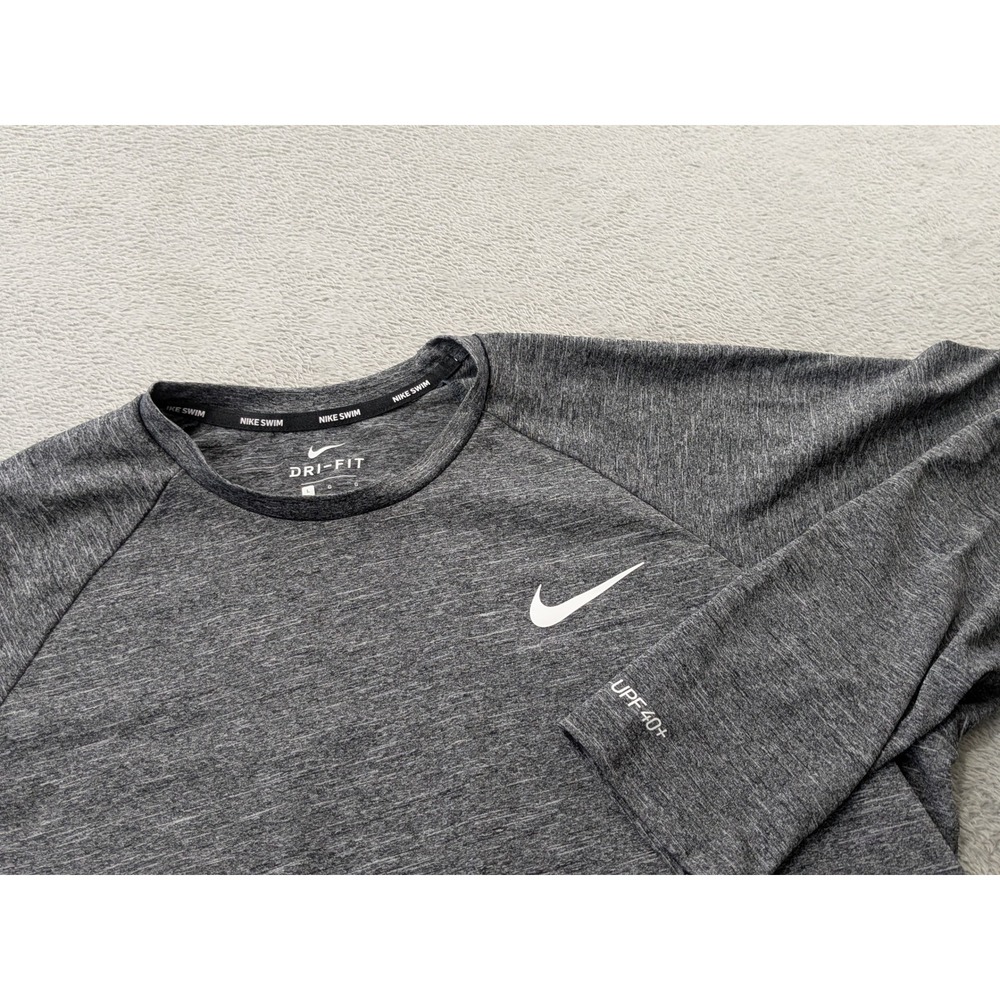 Nike Swim Dri-FIT UPF 40+ Long Sleeve Shirt Rash Guard Heather Gray Mens Large